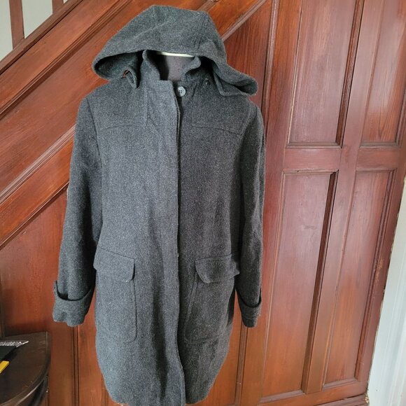 Albert Nipon Studio Womens Wool Coat With Hood Size 6 Charcoal Gray - Picture 1 of 5